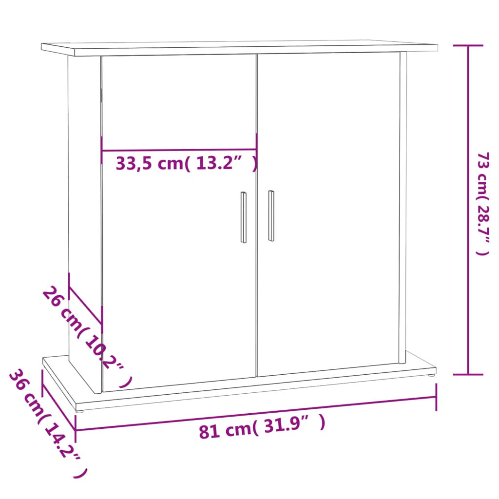 vidaXL Suporte de aquário 81x36x73 cm deriv. de madeira cinza cimento