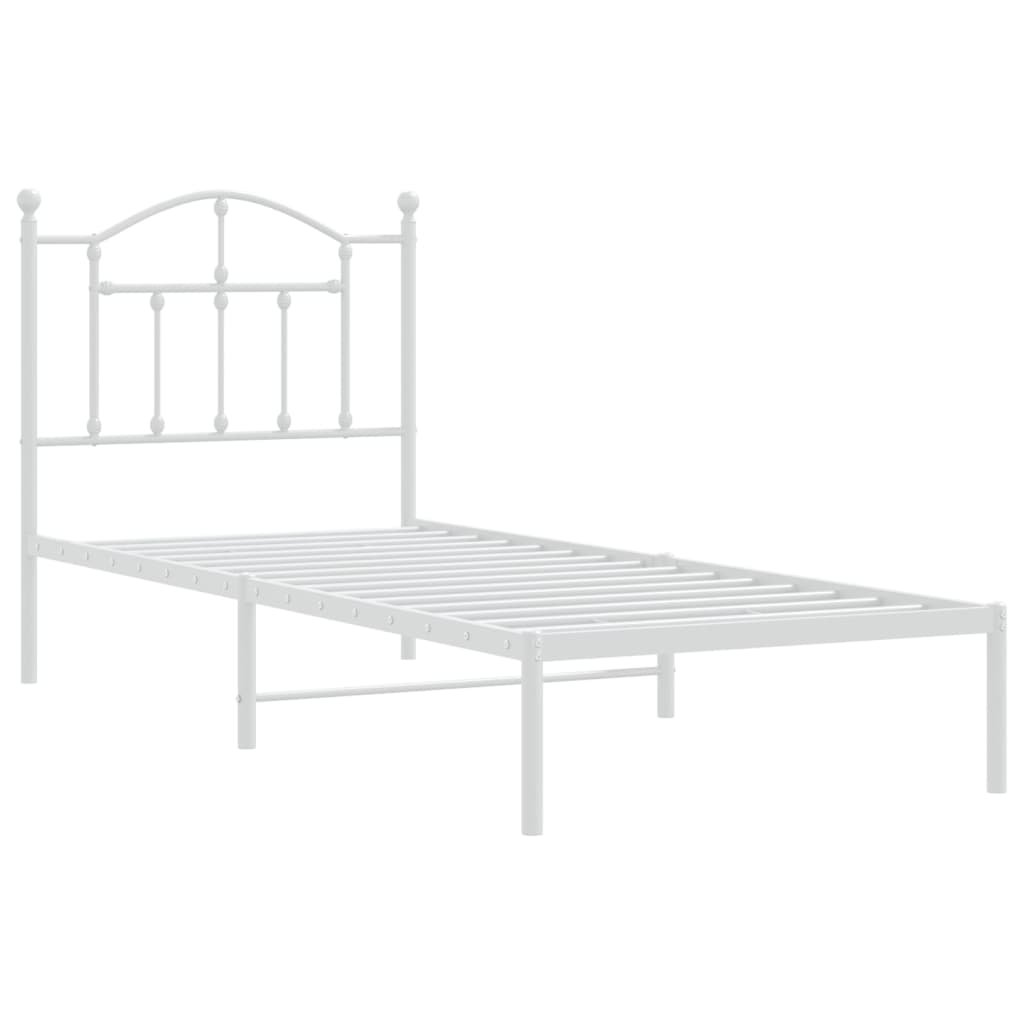 vidaXL Estrutura de cama com cabeceira 90x200 cm metal branco