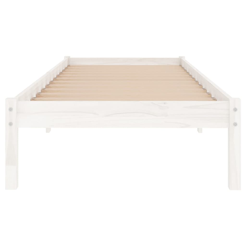 vidaXL Estrutura de cama 100x200 cm madeira pinho maciça branco