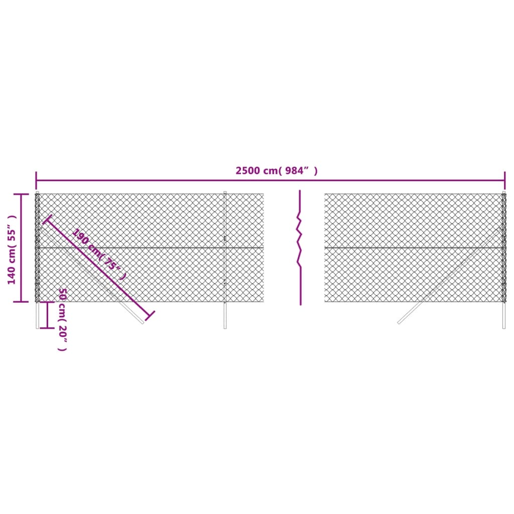 vidaXL Cerca de arame 1,4x25 m verde