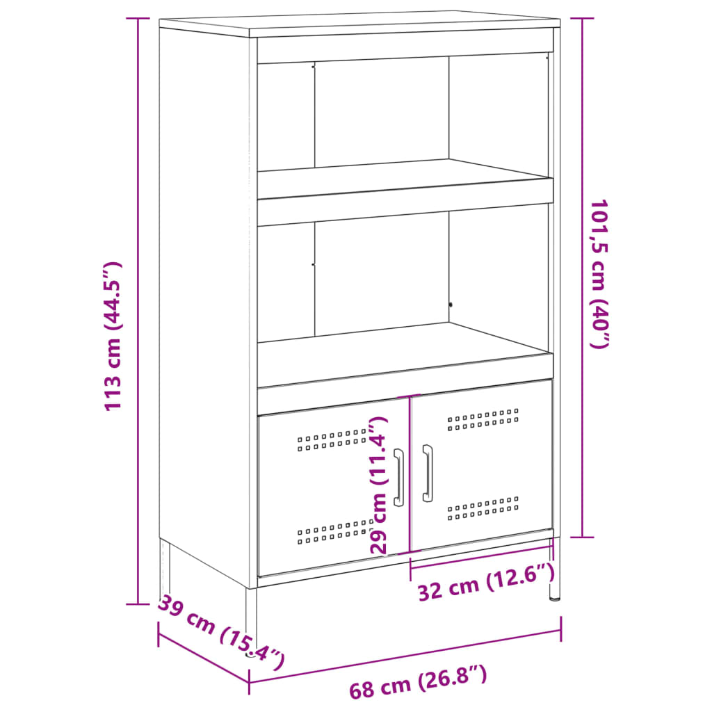 vidaXL Aparador alto 68x39x113 cm aço preto