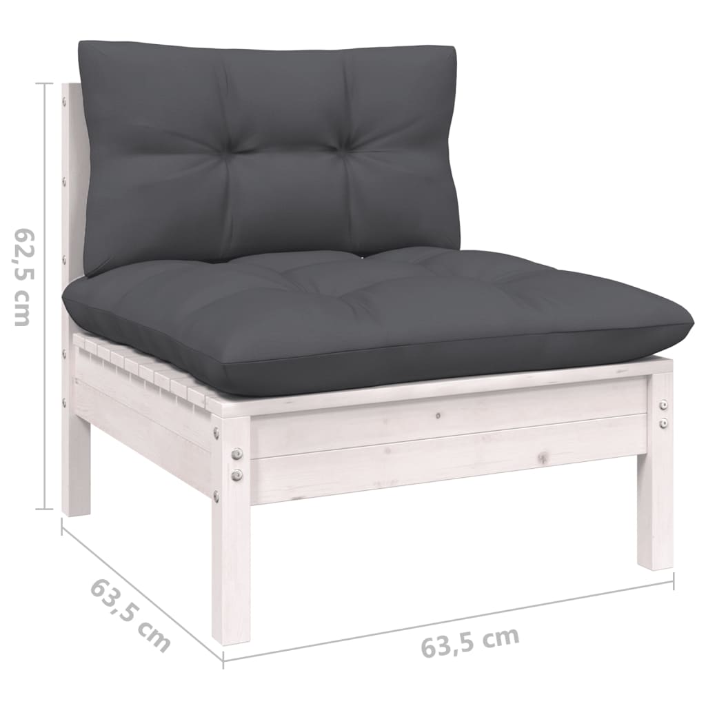 vidaXL 9 pcs conjunto lounge de jardim c/ almofadões pinho branco