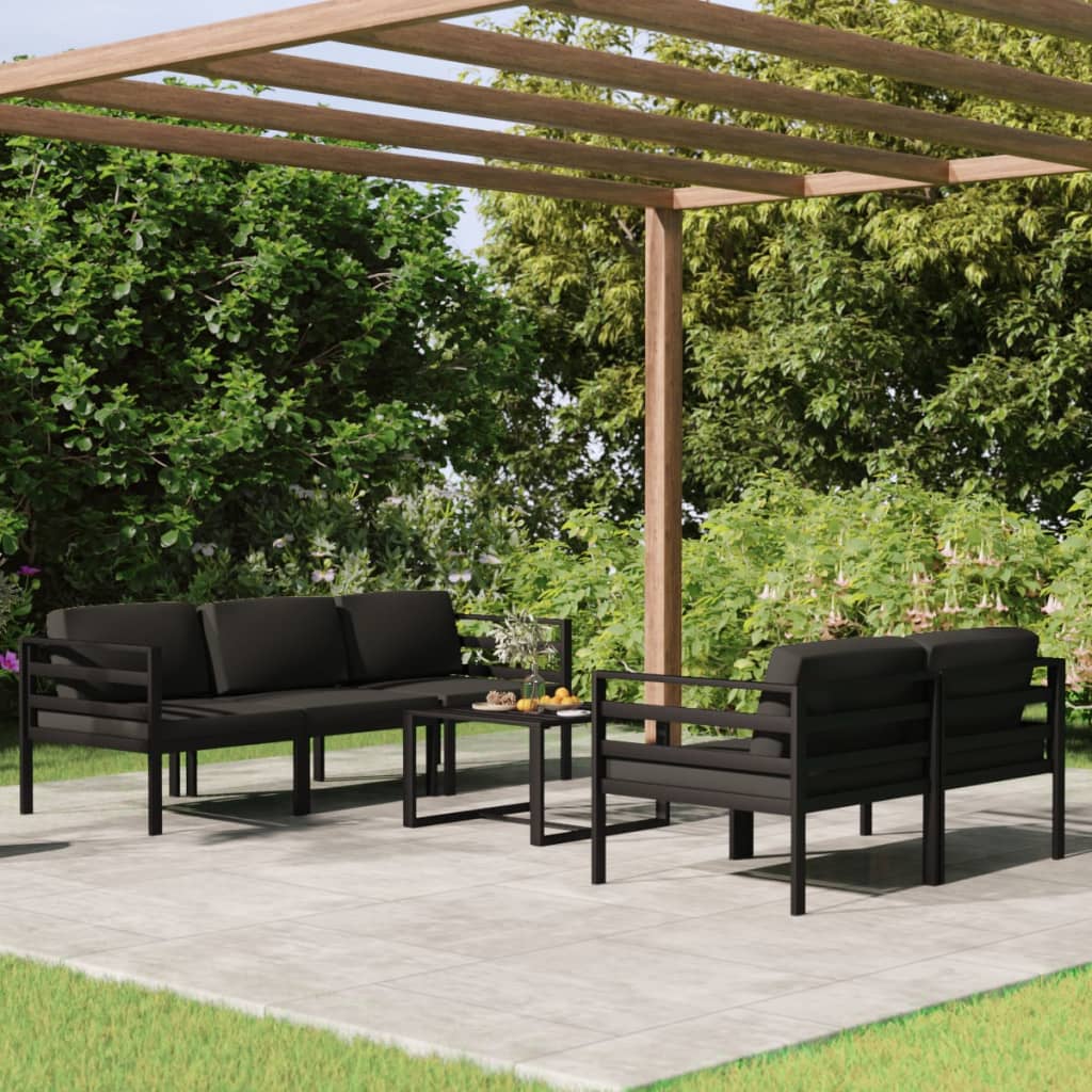 vidaXL 6 pcs conjunto lounge jardim com almofadões alumínio antracite