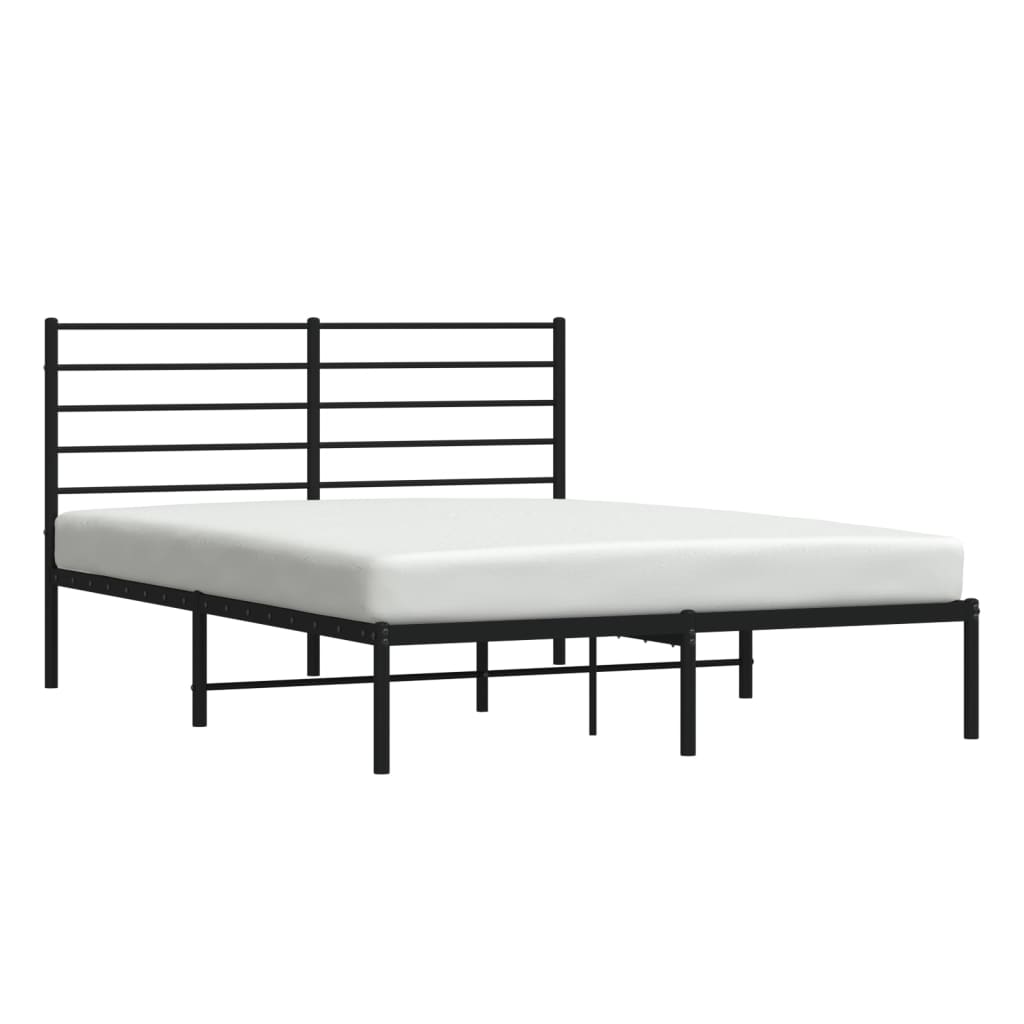 vidaXL Estrutura de cama com cabeceira 135x190 cm metal preto