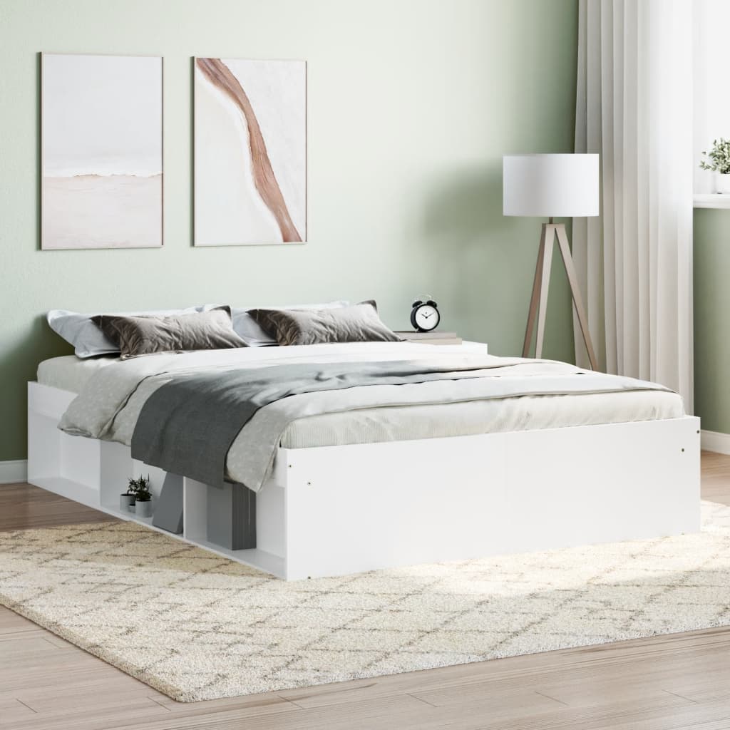 vidaXL Estrutura de cama de casal 135x190 cm branco