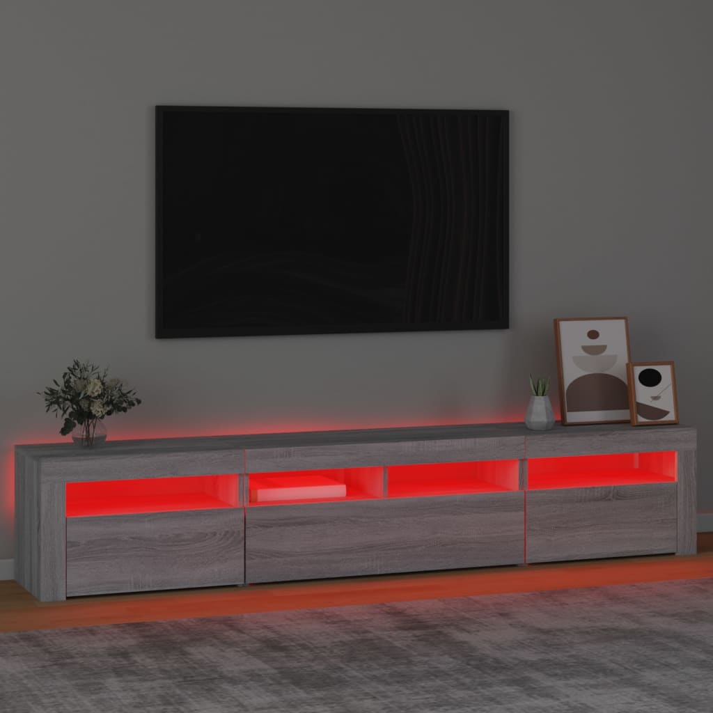 vidaXL Móvel de TV com luzes LED 210x35x40 cm sonoma cinza