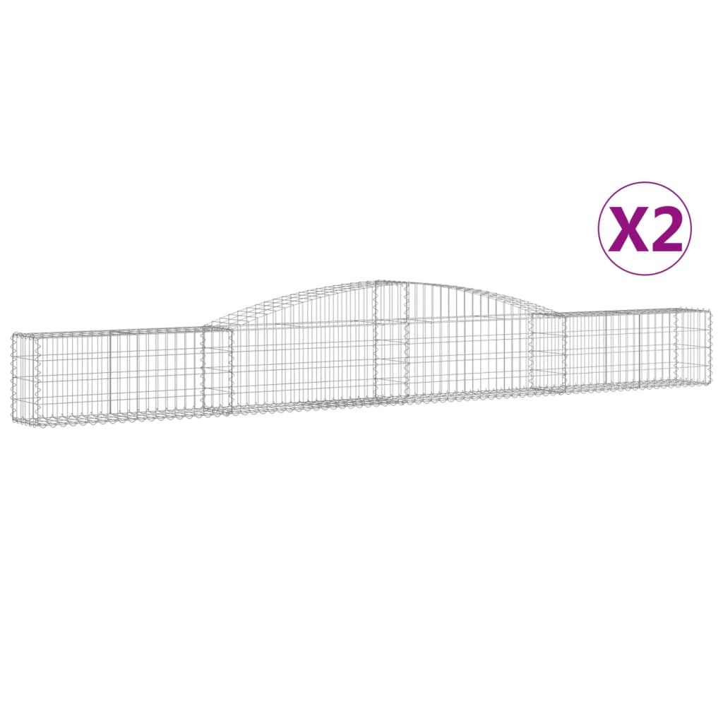 vidaXL Cestos gabião arqueados 2 pcs 400x30x40/60 cm ferro galvanizado