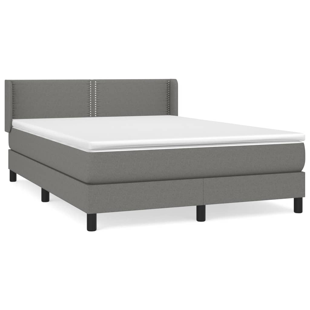 vidaXL Cama com molas/colchão 140x190 cm tecido cinzento-escuro