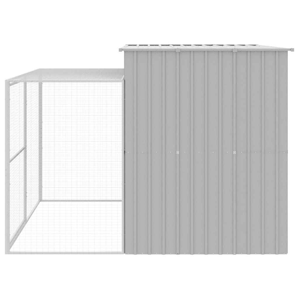 vidaXL Casota cães c/ parque 214x253x181 cm aço galvaniz. cinza-claro