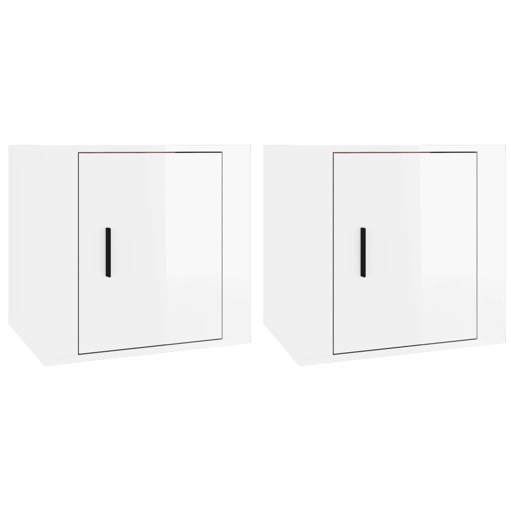 vidaXL Mesas de cabeceira 2 pcs 50x39x47 cm branco brilhante