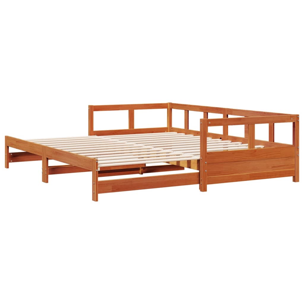 vidaXL Sofá-cama sem colchão 80x200 cm madeira de pinho castanho cera