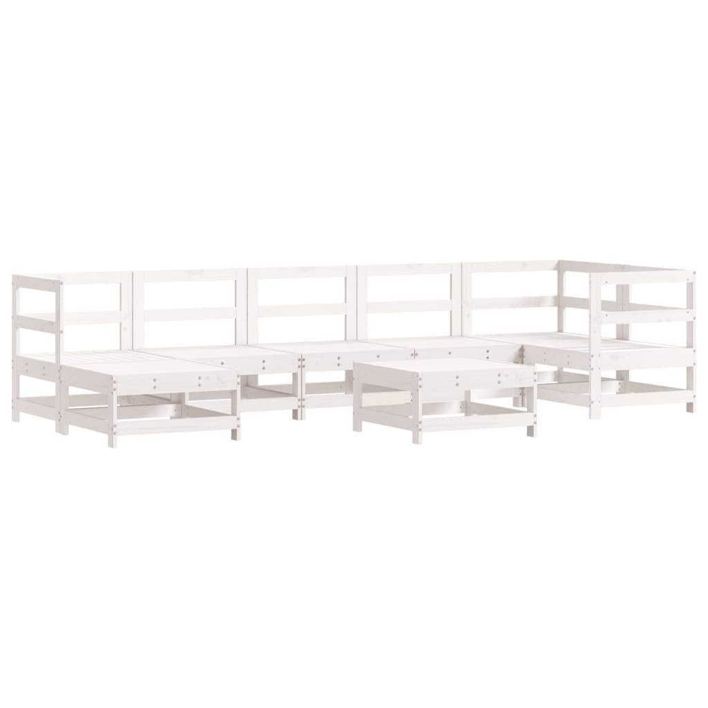 vidaXL 8pcs conjunto lounge jardim c/ almofadões madeira maciça branco