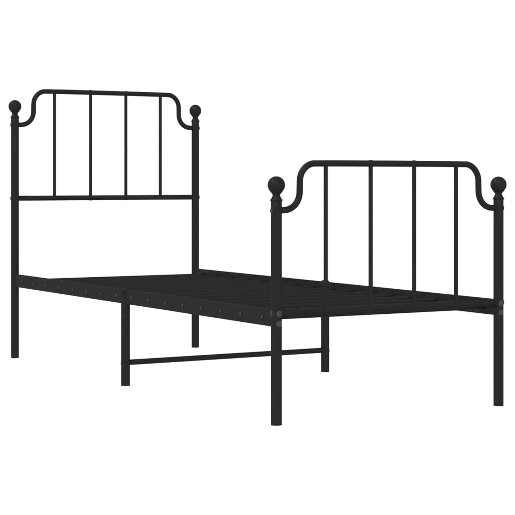 vidaXL Estrutura de cama com cabeceira e pés 80x200 cm metal preto