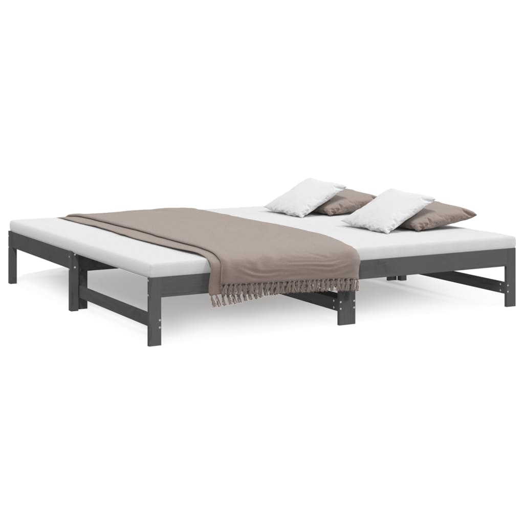 vidaXL Sofá-cama de puxar 2x(90x200) cm pinho maciço cinza