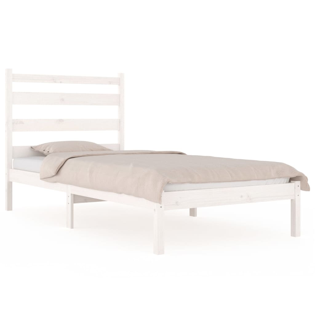 vidaXL Estrutura de cama 100x200 cm pinho maciço branco