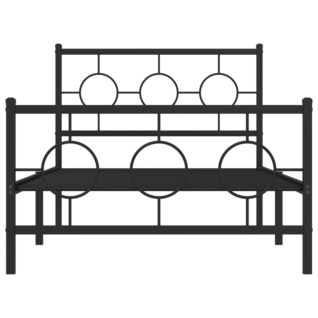 vidaXL Estrutura de cama com cabeceira e pés 100x200 cm metal preto