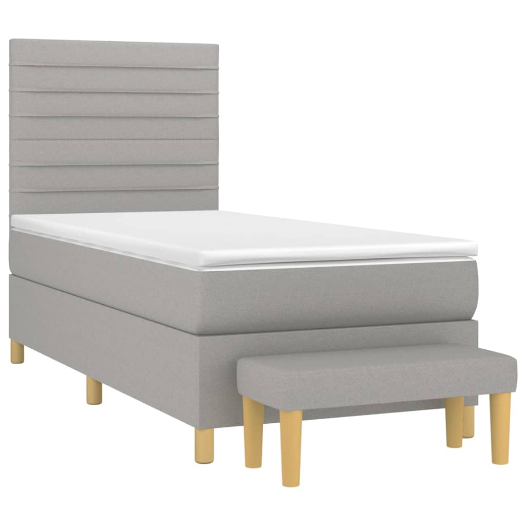 vidaXL Cama com molas/colchão 90x190 cm tecido cinzento-claro