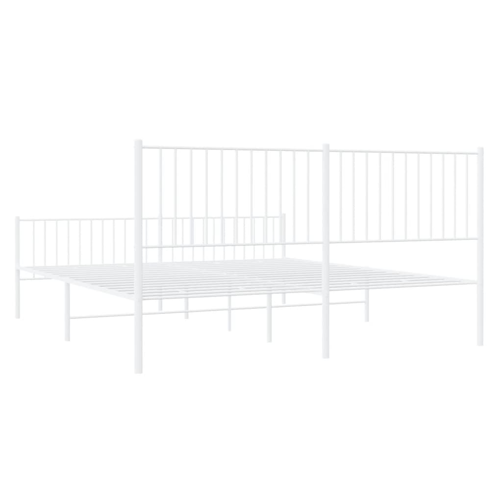 vidaXL Estrutura de cama com cabeceira e pés 180x200 cm metal branco