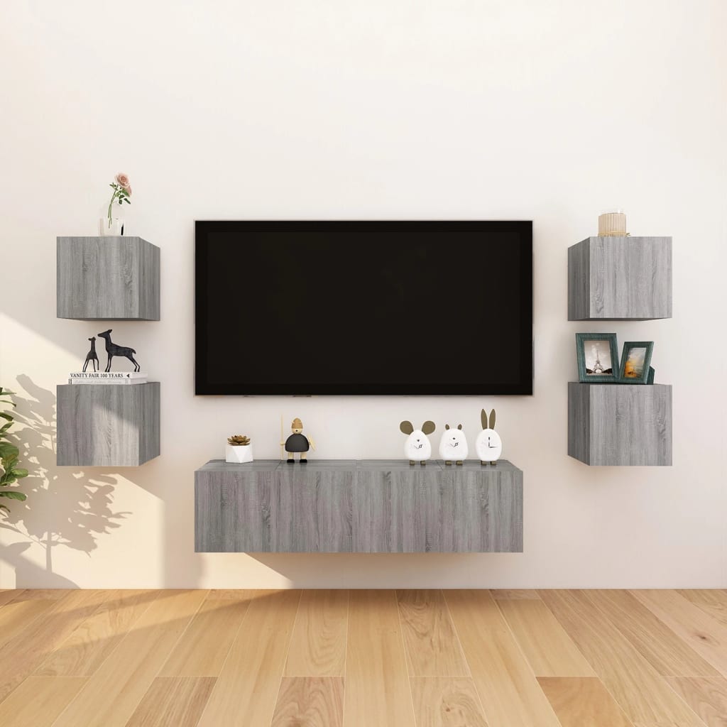 vidaXL Móveis de TV de parede 2 pcs 30,5x30x30 cm cinzento sonoma
