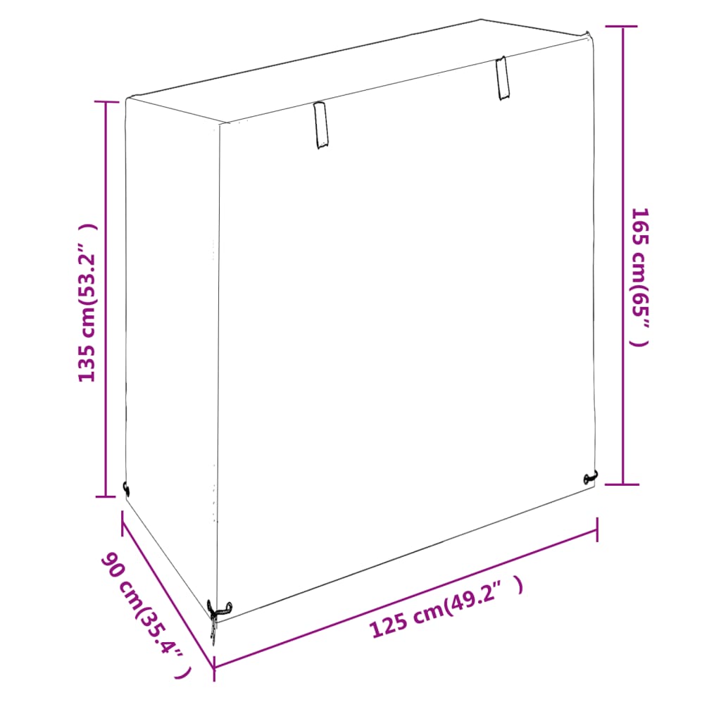 vidaXL Capa p/ banco de baloiço 8 ilhós 125x90x135/165 cm polietileno