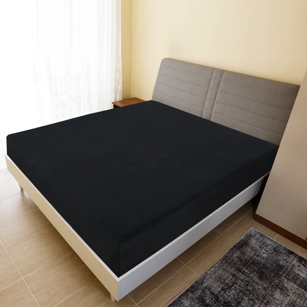 vidaXL Lençol ajustável 100x200 cm algodão jersey preto