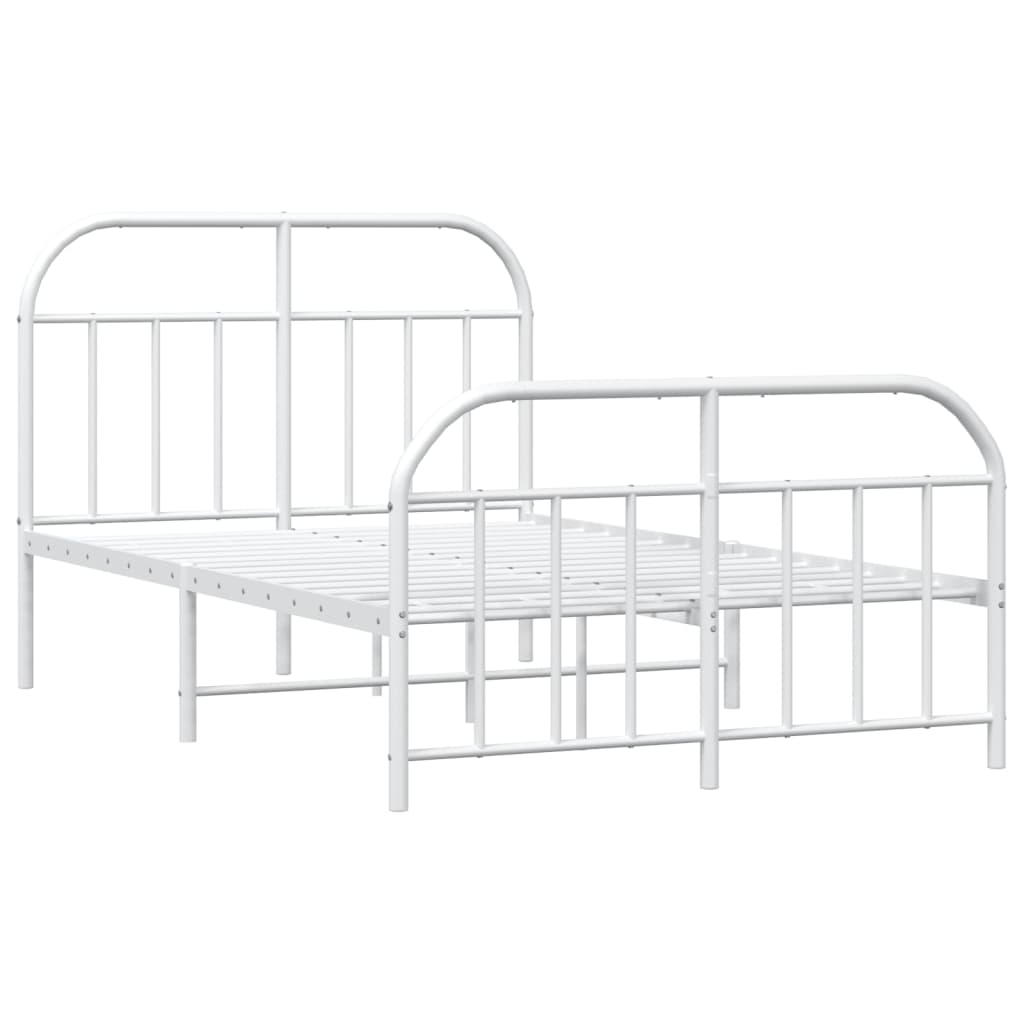 vidaXL Estrutura de cama com cabeceira e pés 120x190 cm metal branco