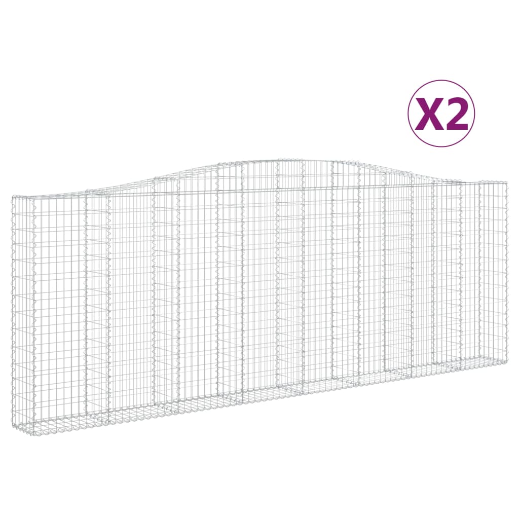 vidaXL Cestos gabião arqueados 2pcs 400x30x140/160cm ferro galvanizado