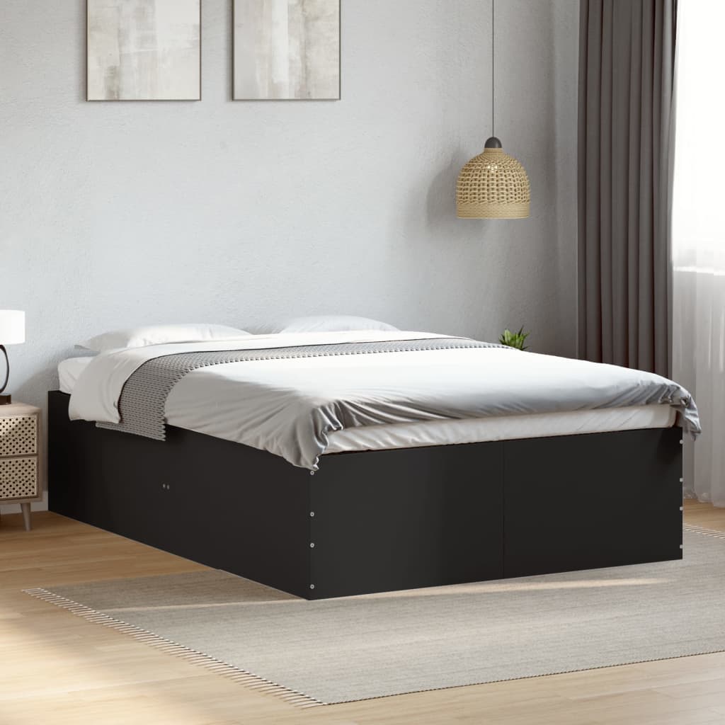 vidaXL Estrutura de cama 135x190 cm derivados de madeira preto