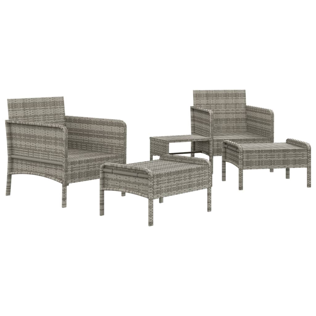 vidaXL 5 pcs conjunto lounge de jardim c/ almofadões vime PE cinzento