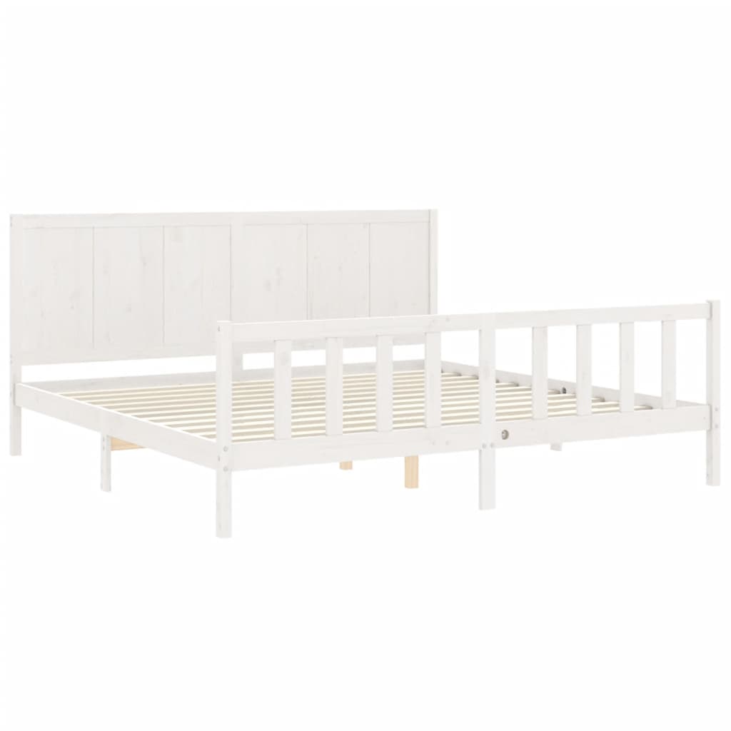 vidaXL Estrutura cama Super King Size c/ cabeceira madeira branco