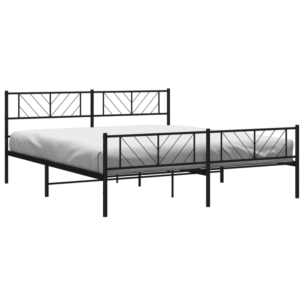 vidaXL Estrutura de cama com cabeceira e pés 193x203 cm metal preto