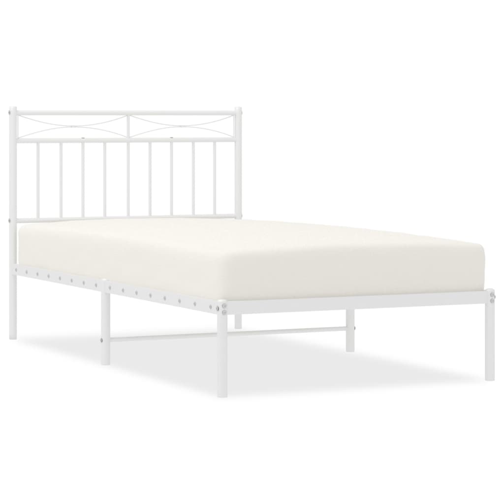 vidaXL Estrutura de cama com cabeceira 100x190 cm metal branco