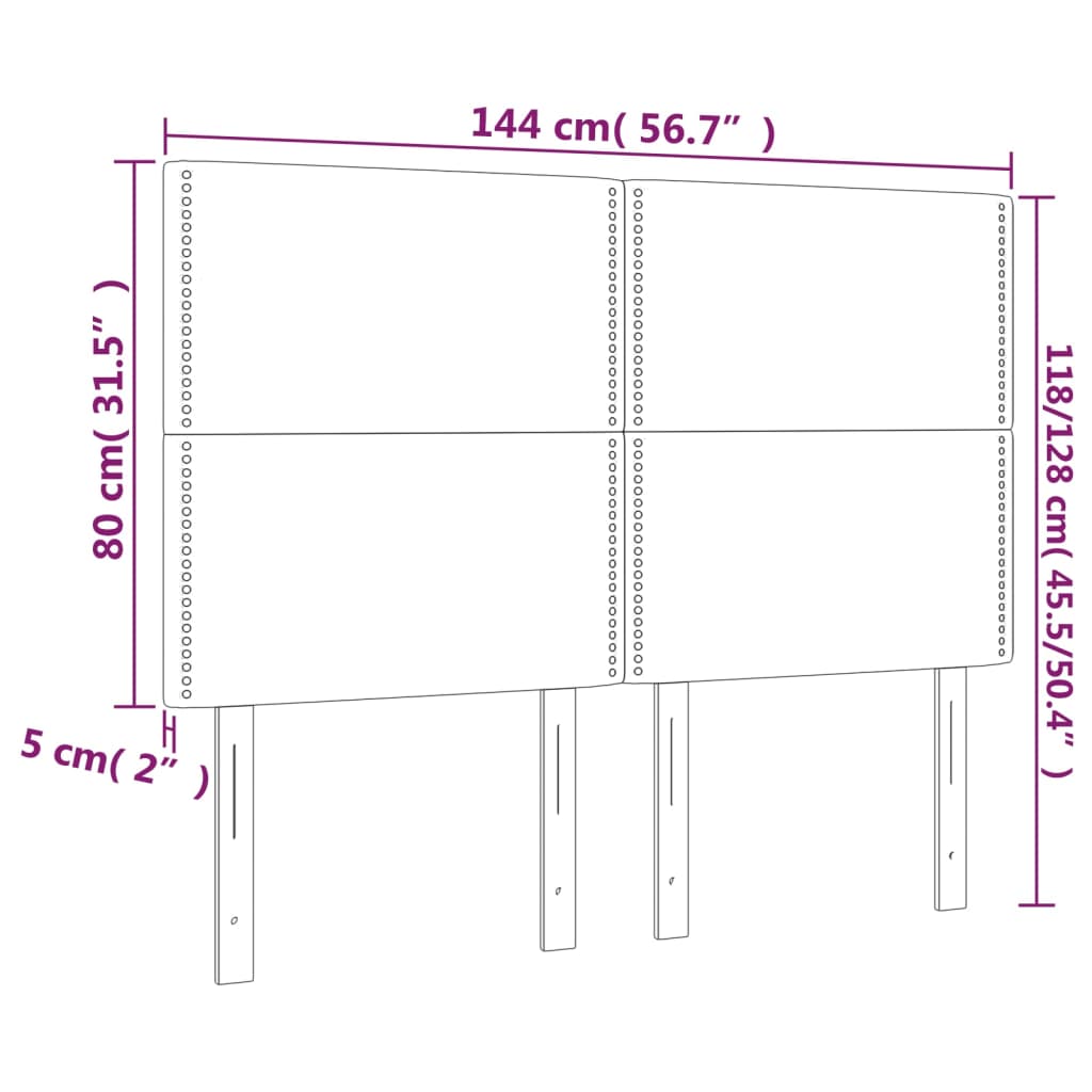 vidaXL Cabeceira cama c/ LED couro artif. 144x5x118/128 cm cappuccino