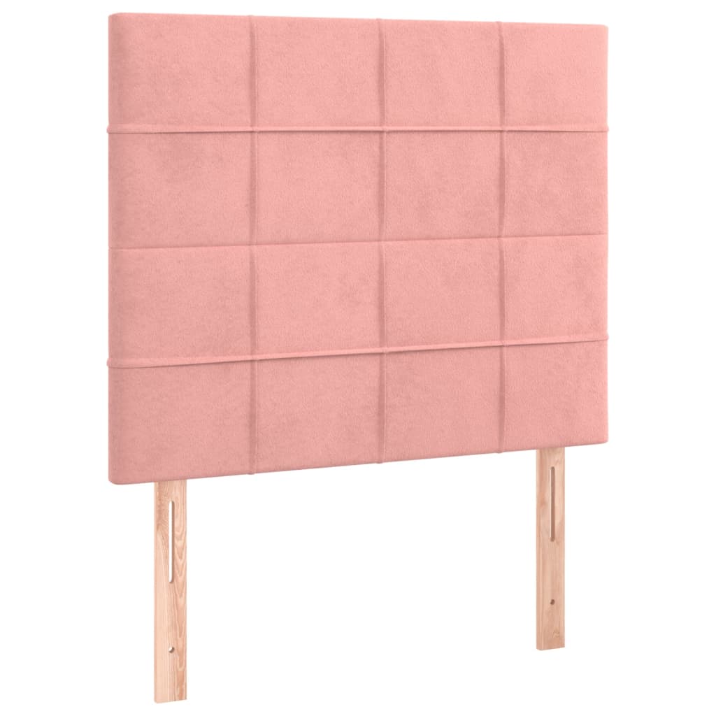 vidaXL Estrutura de cama c/ cabeceira 90x200 cm veludo rosa