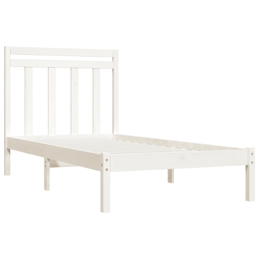 vidaXL Estrutura de cama solteiro 90x190 cm madeira maciça branco