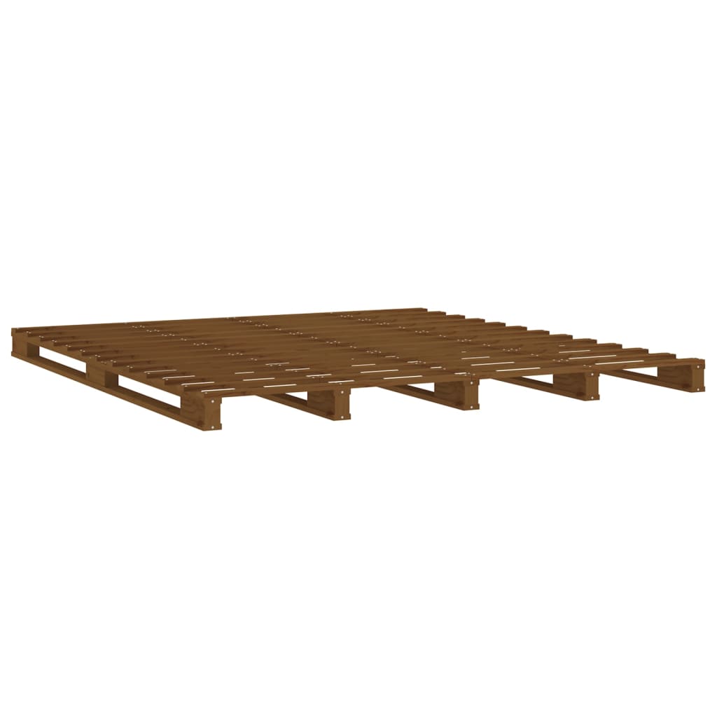 vidaXL Cama de paletes 140x190 cm pinho maciço castanho mel