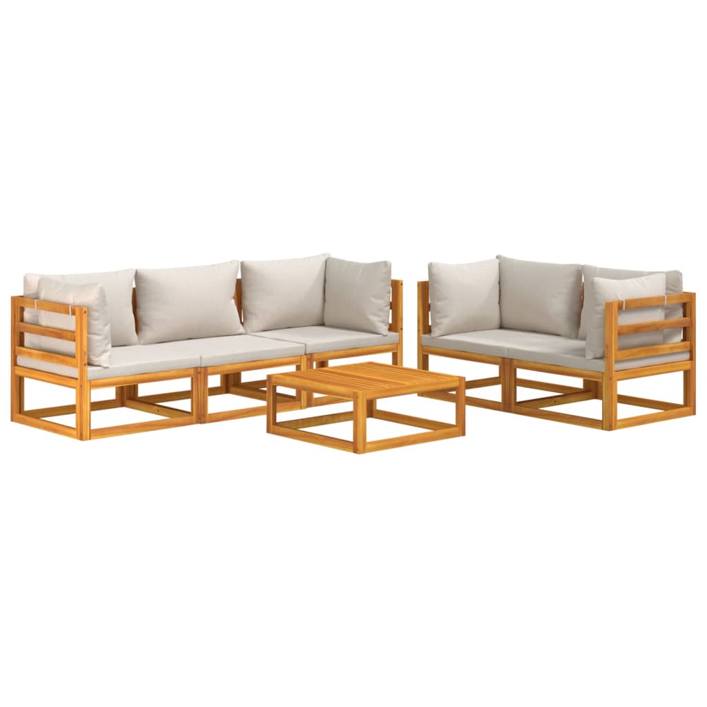 vidaXL 6pcs conjunto lounge de jardim madeira c/almofadões cinza-claro