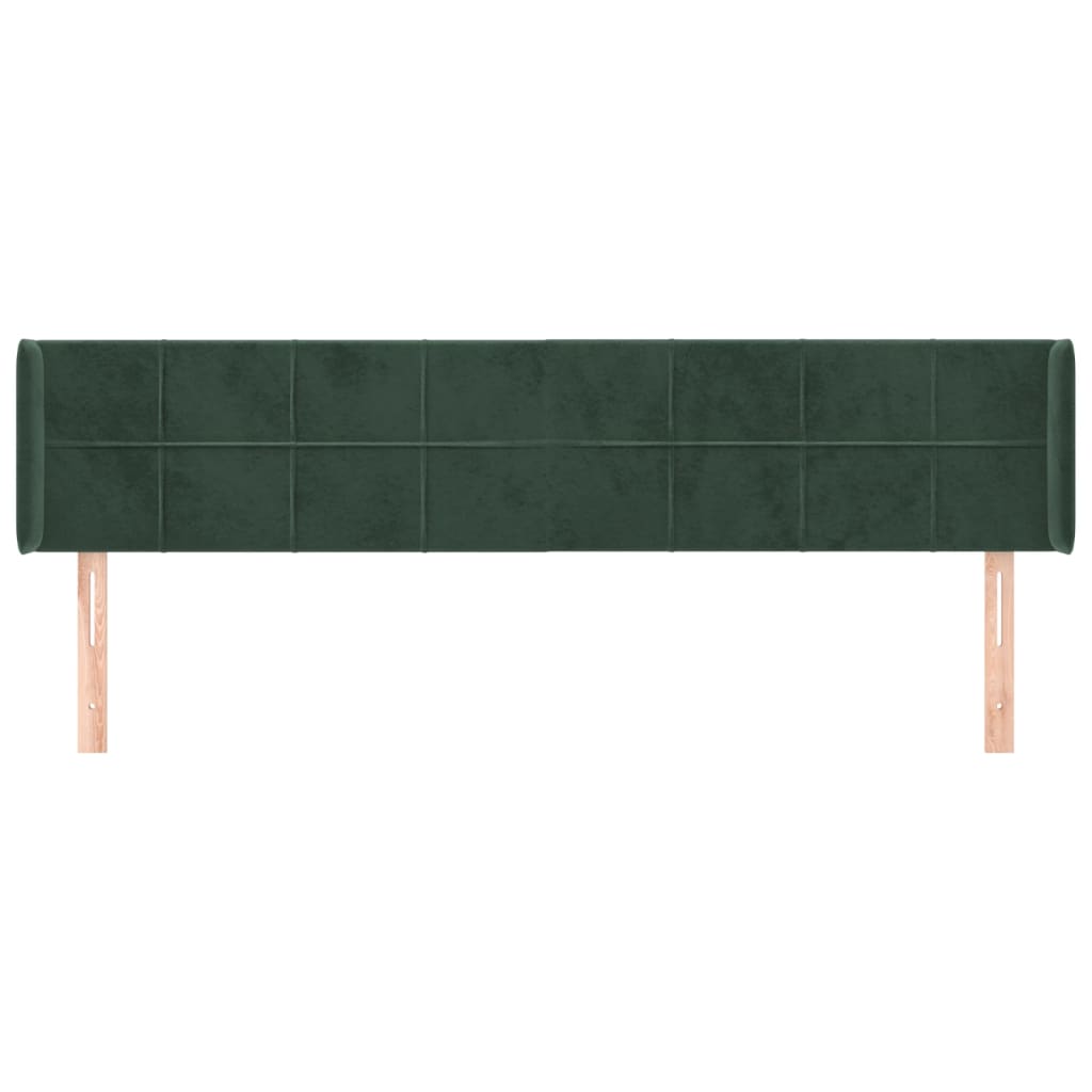 vidaXL Cabeceira de cama c/ abas veludo 203x16x78/88cm verde-escuro