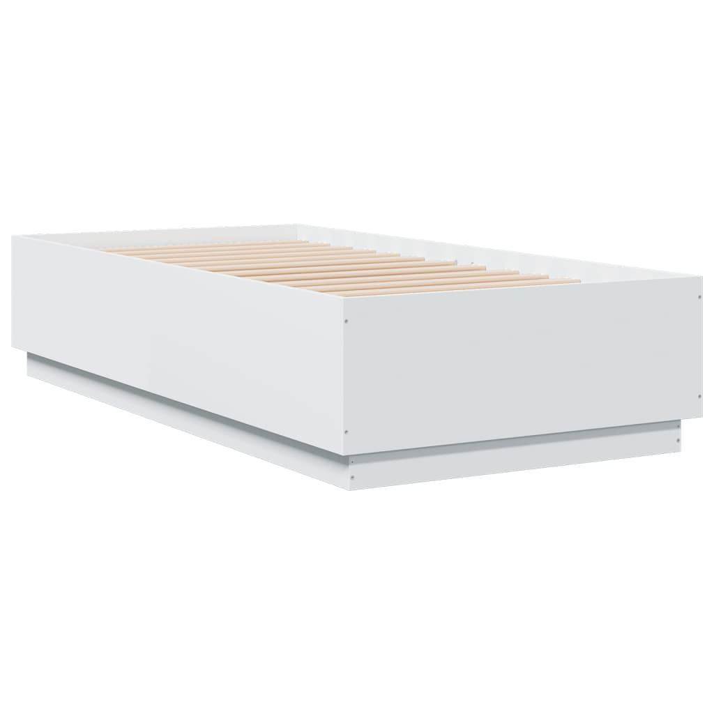 vidaXL Estrutura cama c/ luzes LED 75x190 cm derivados madeira branco