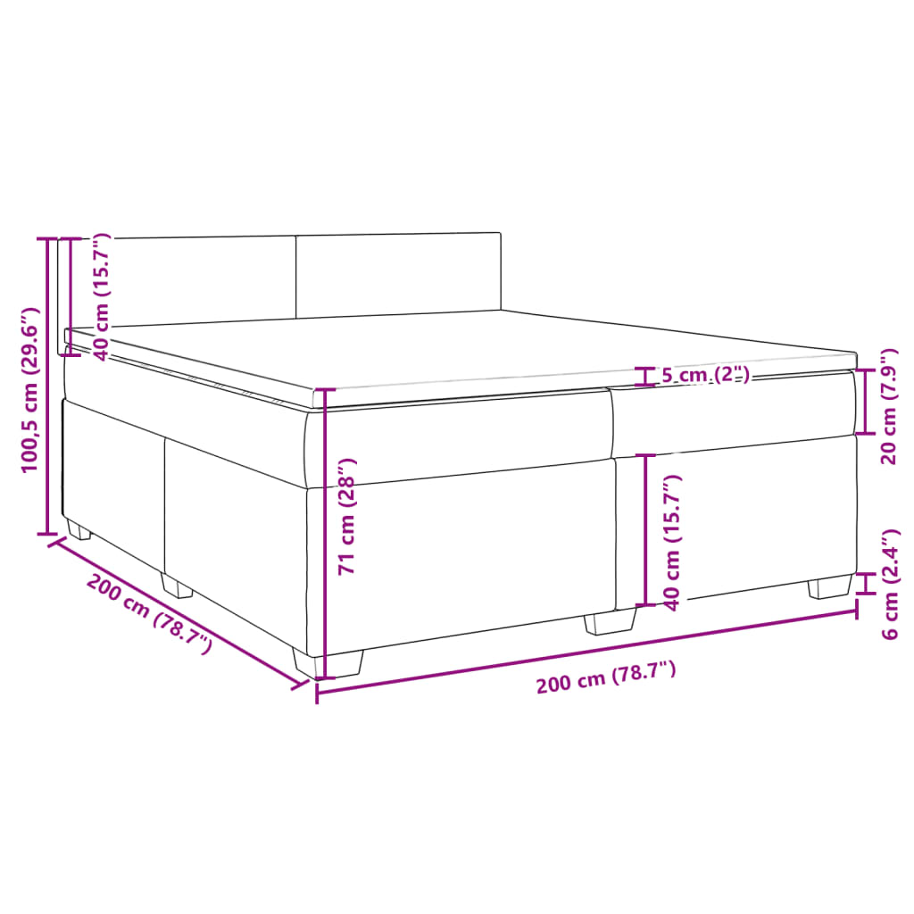 vidaXL Cama com molas/colchão 200x200 cm veludo cinzento-claro