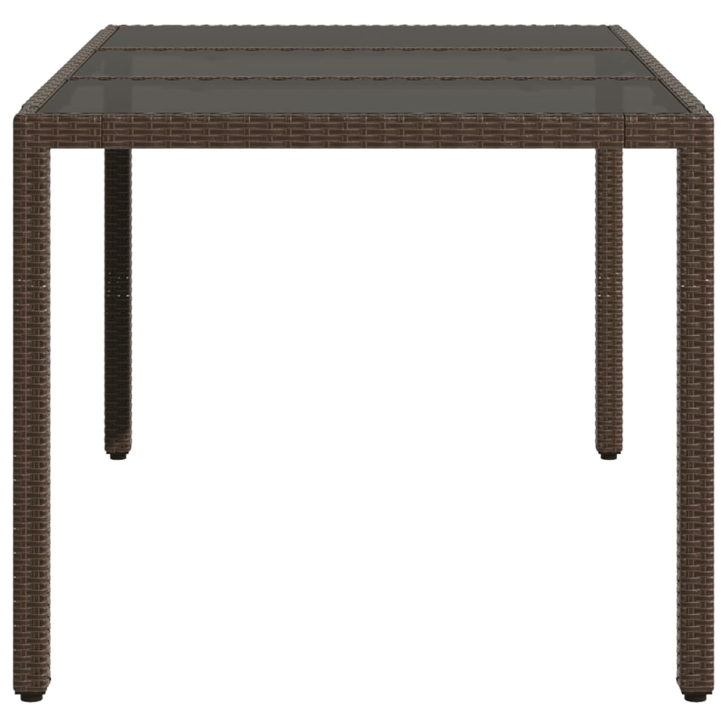 vidaXL Mesa de jardim com tampo de vidro 150x90x75 cm vime PE castanho