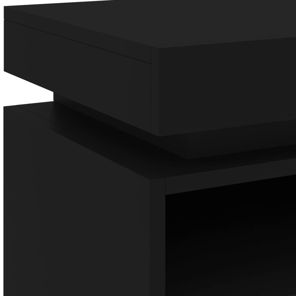 vidaXL Mesa de cabeceira com luzes LED 40x39x48,5 cm preto