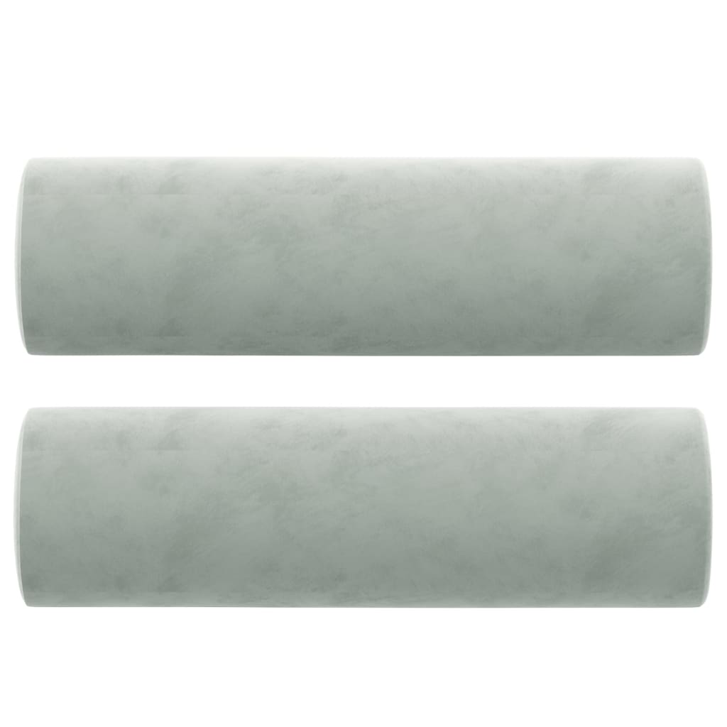 vidaXL Sofá 3 lugares + almofadas decorativas 180cm veludo cinza-claro