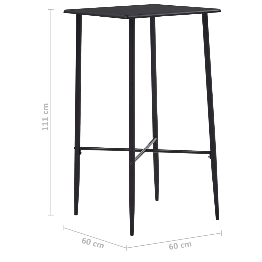 vidaXL 3 pcs conjunto de bar plástico preto