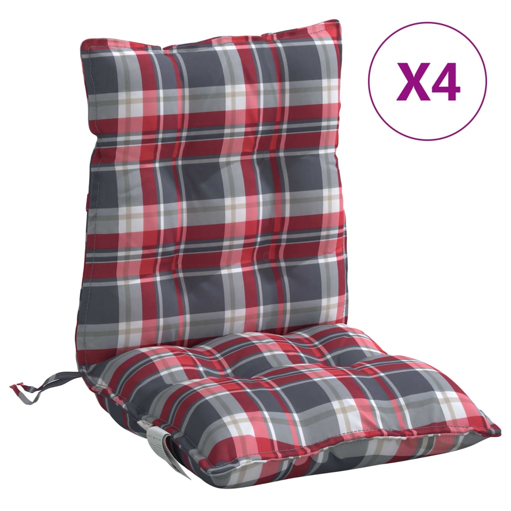 vidaXL Almofadões cadeira encosto baixo 4 pcs oxford xadrez vermelho