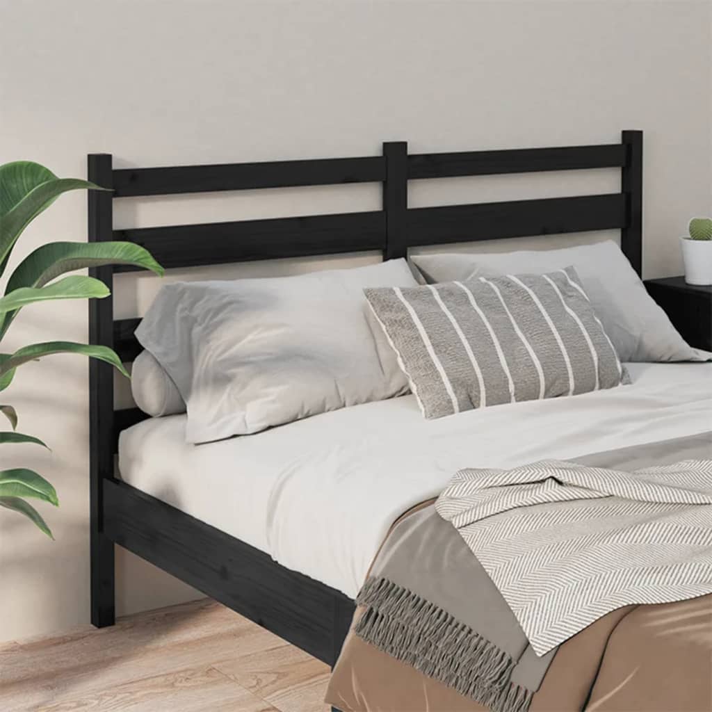 vidaXL Cabeceira de cama 186x4x100 cm pinho maciço preto