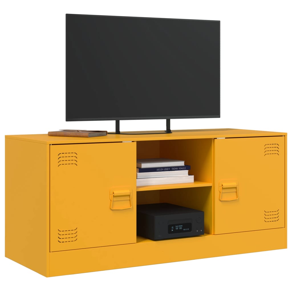 vidaXL Móvel de TV 99x39x44 cm aço amarelo mostarda