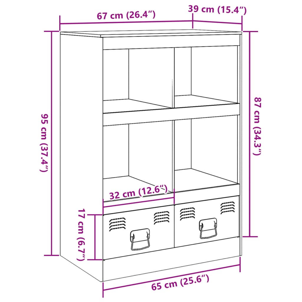 vidaXL Aparador alto 67x39x95 cm aço antracite