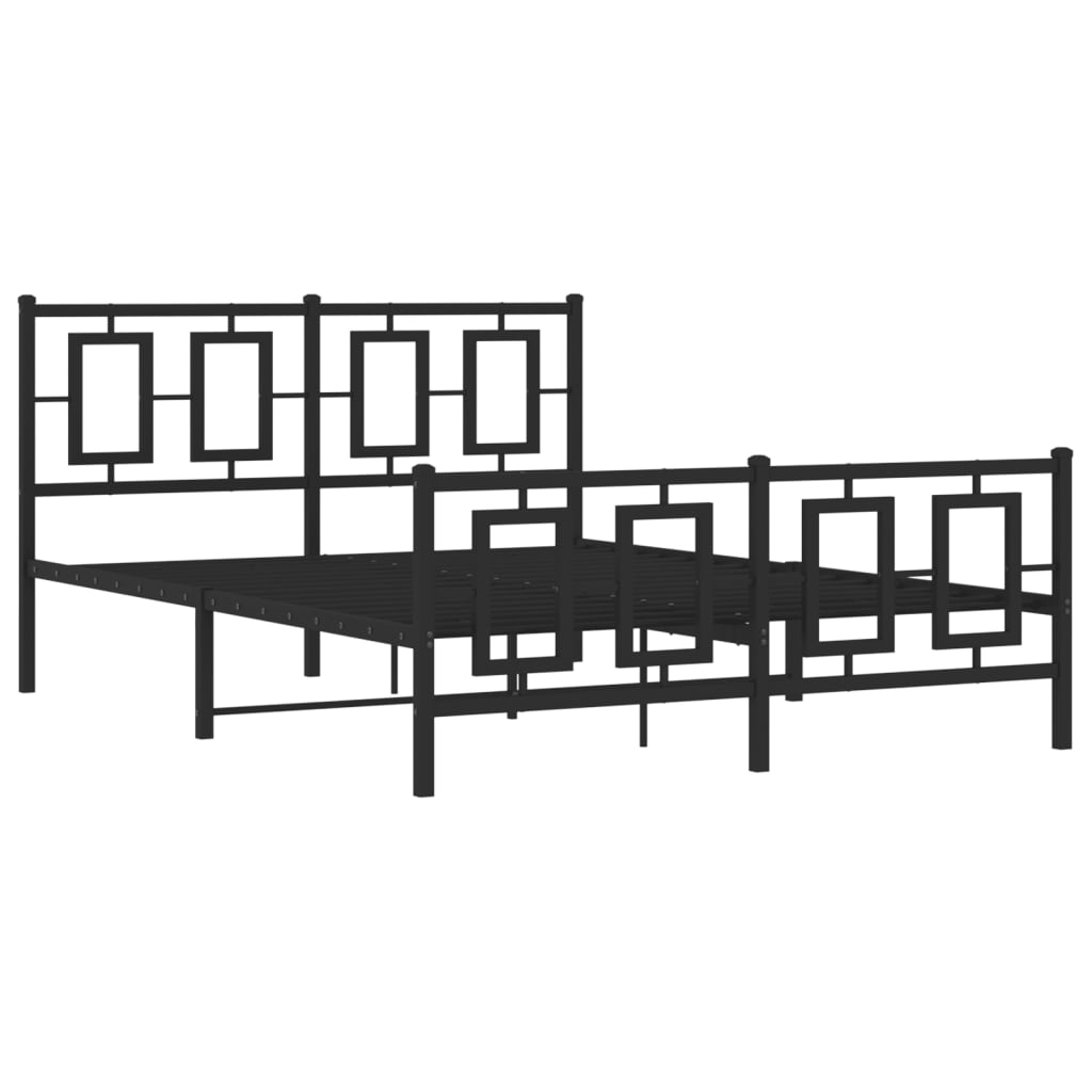 vidaXL Estrutura de cama com cabeceira e pés 135x190 cm metal preto