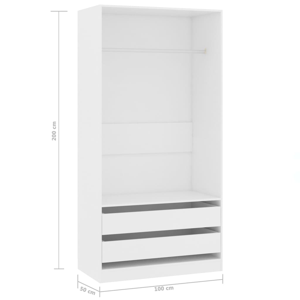 vidaXL Roupeiro 100x50x200 cm derivados de madeira branco